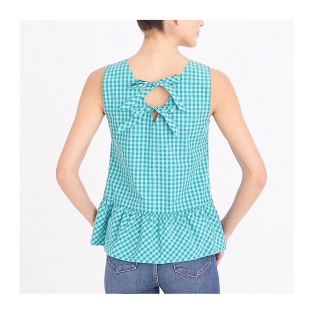 ❤️ - J.Crew checkered top ties on the back and ruffle
